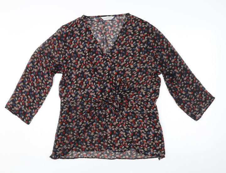 Chianti Women’s Multicoloured Floral Wrap Blouse Size 18 Chiffon 3/4 Sleeve