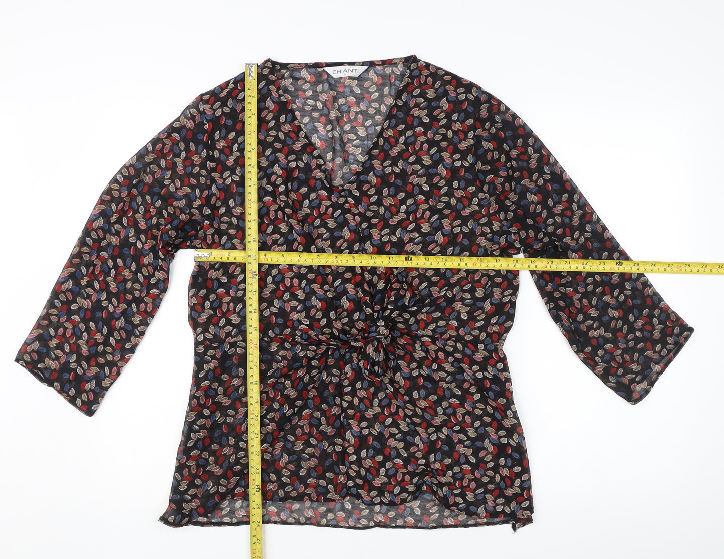Chianti Women’s Multicoloured Floral Wrap Blouse Size 18 Chiffon 3/4 Sleeve