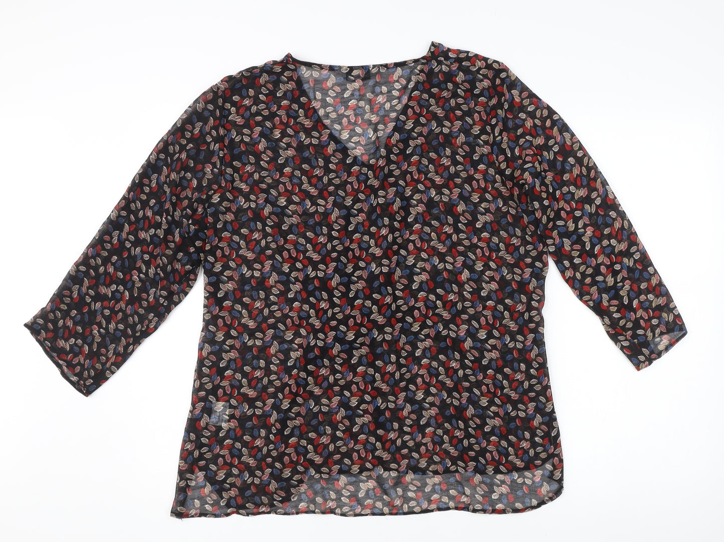 Chianti Women’s Multicoloured Floral Wrap Blouse Size 18 Chiffon 3/4 Sleeve