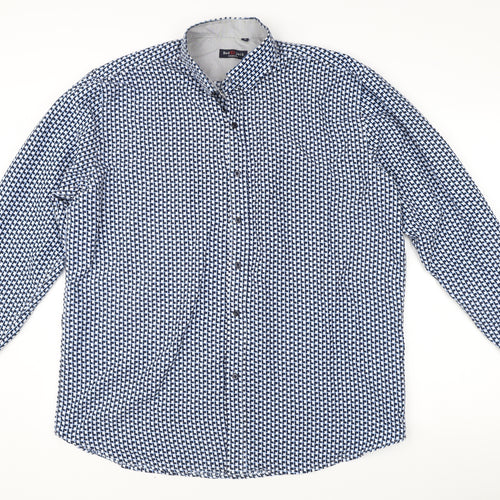 Red Jack Men's Blue Geometric Long Sleeve Cotton Dress Shirt M