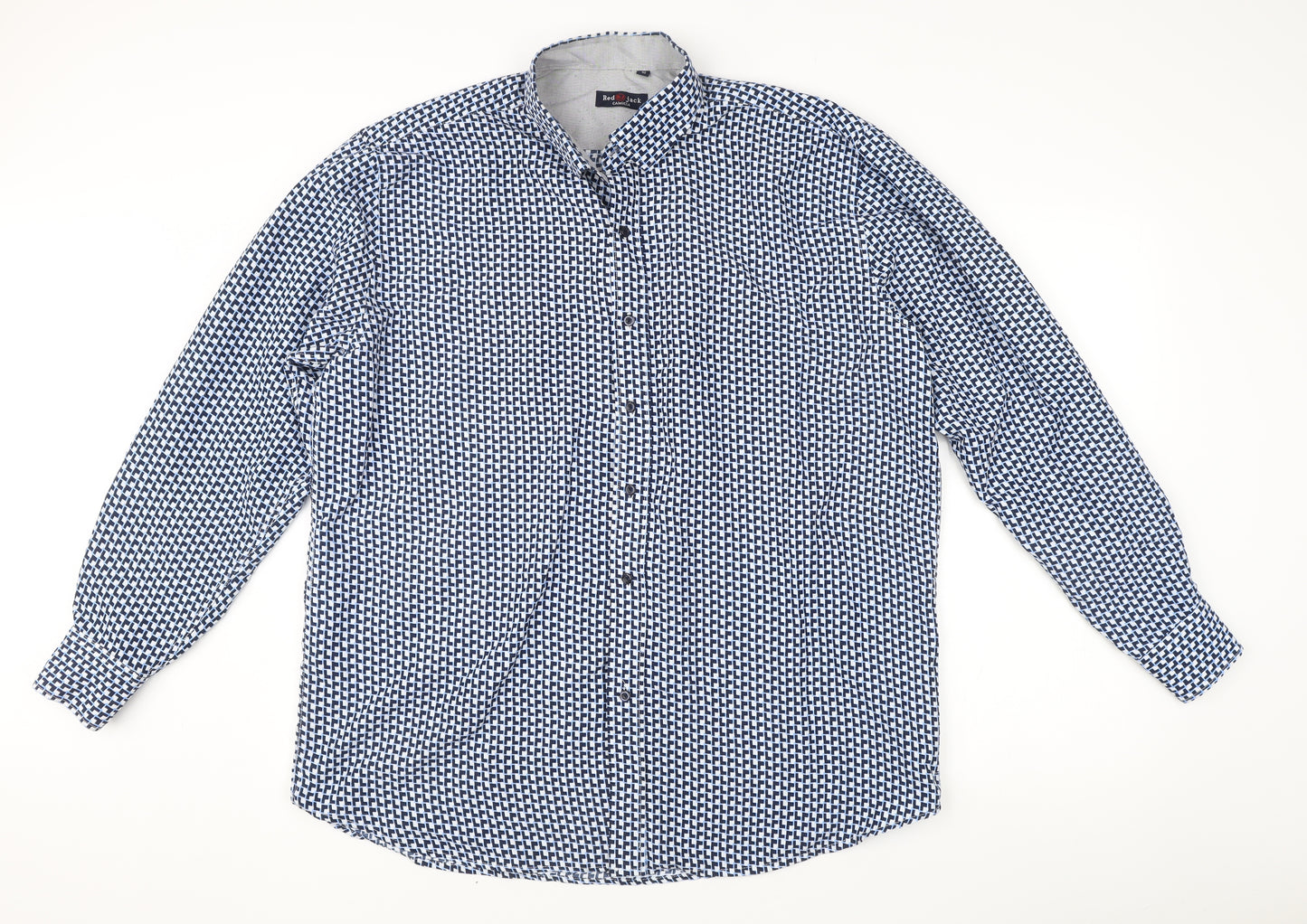 Red Jack Men's Blue Geometric Long Sleeve Cotton Dress Shirt M