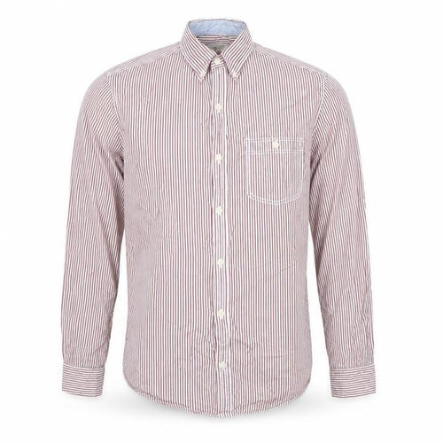 Next Men’s Red Striped Cotton Long Sleeve Dress Shirt L