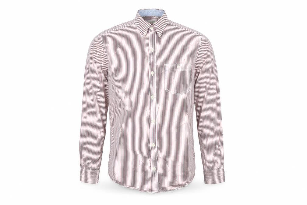 Next Men’s Red Striped Cotton Long Sleeve Dress Shirt L