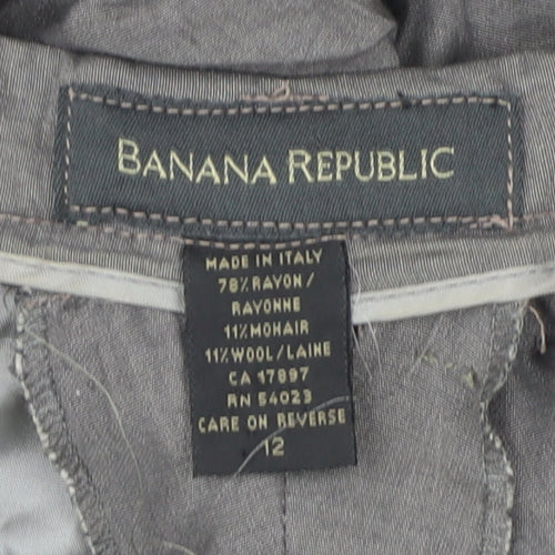 Banana Republic Womens Grey Size 12 Straight Leg Wool Mohair Trousers