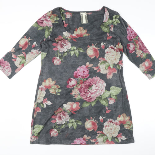Next Womens Multicoloured Floral Shift Dress Size 18 Scoop Neck