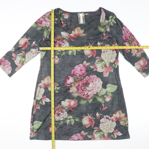 Next Womens Multicoloured Floral Shift Dress Size 18 Scoop Neck