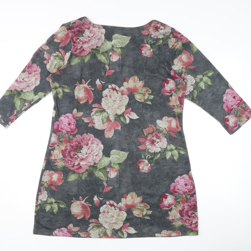 Next Womens Multicoloured Floral Shift Dress Size 18 Scoop Neck