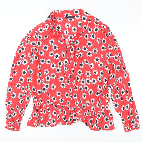 Marks and Spencer Women’s Red Floral Ruffle Tunic Blouse Size 18