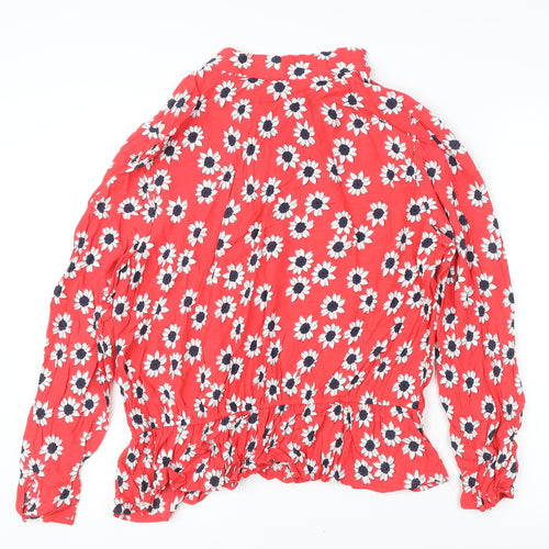 Marks and Spencer Women’s Red Floral Ruffle Tunic Blouse Size 18