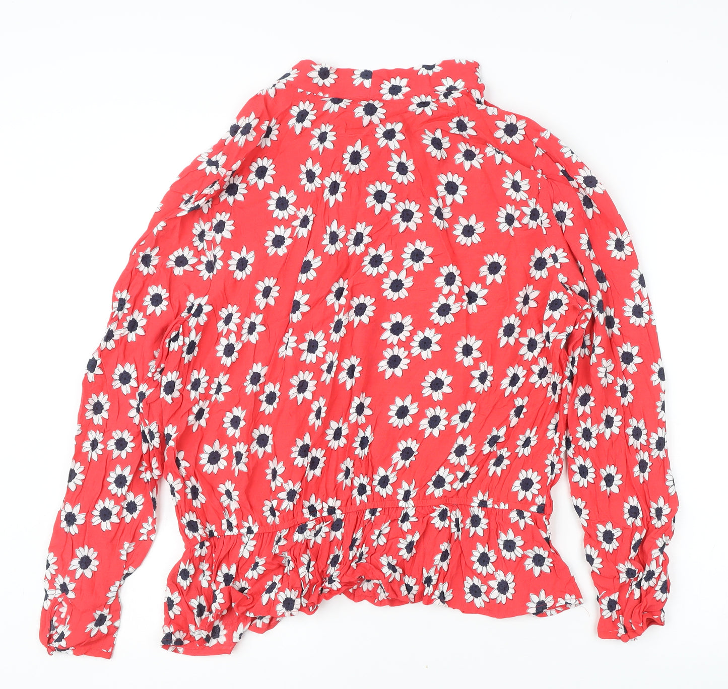 Marks and Spencer Women’s Red Floral Ruffle Tunic Blouse Size 18