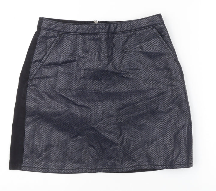 Topshop Women Black Size 10 Straight Pencil Denim Skirt