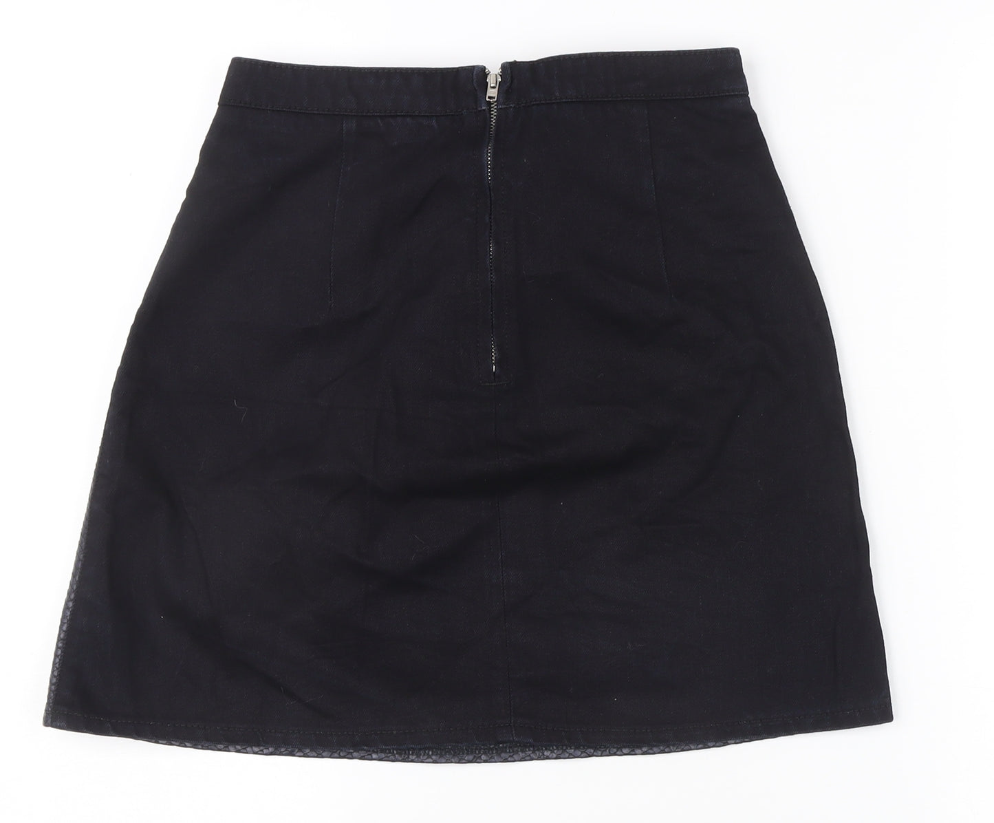 Topshop Women Black Size 10 Straight Pencil Denim Skirt