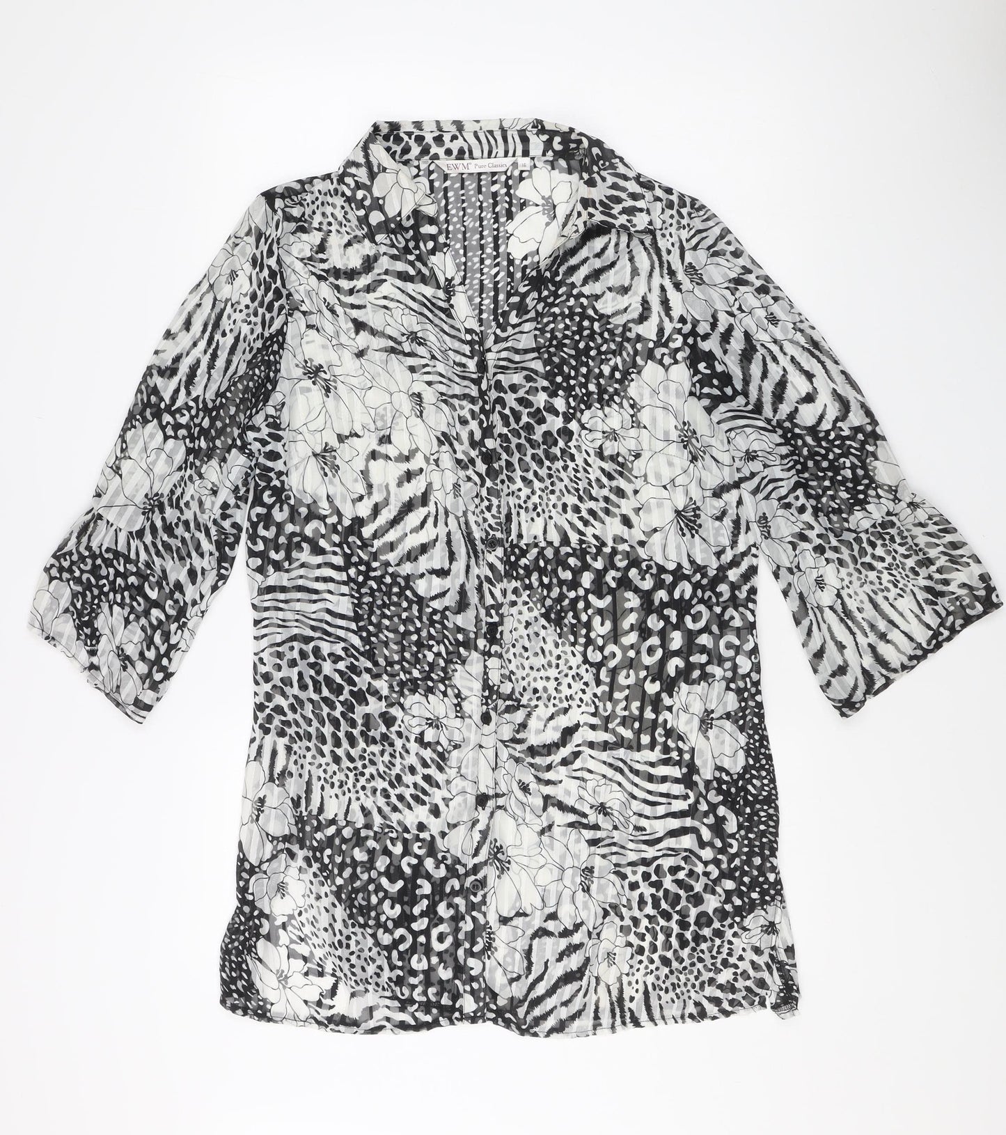 EWM Women’s Multicoloured Animal Print Chiffon Blouse Size 16