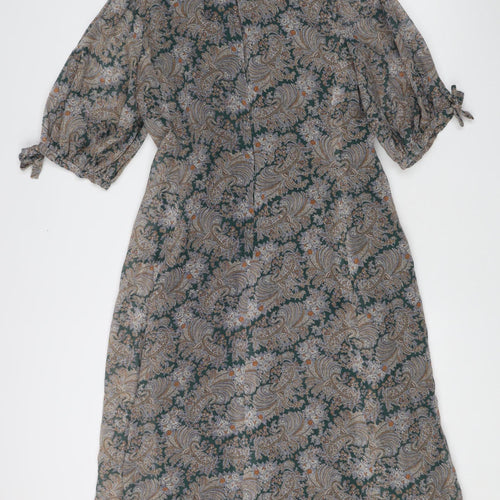 Linda Leigh Women’s Multicoloured Paisley A-Line Dress Size 18 Vintage Knee Length