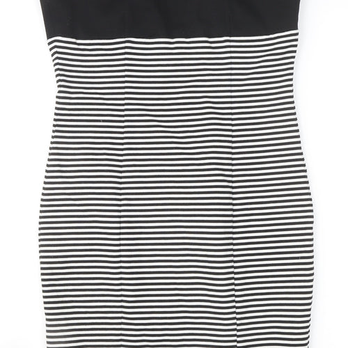 Zara Basic Women’s Black Striped Bodycon Knee Length Dress Size 12
