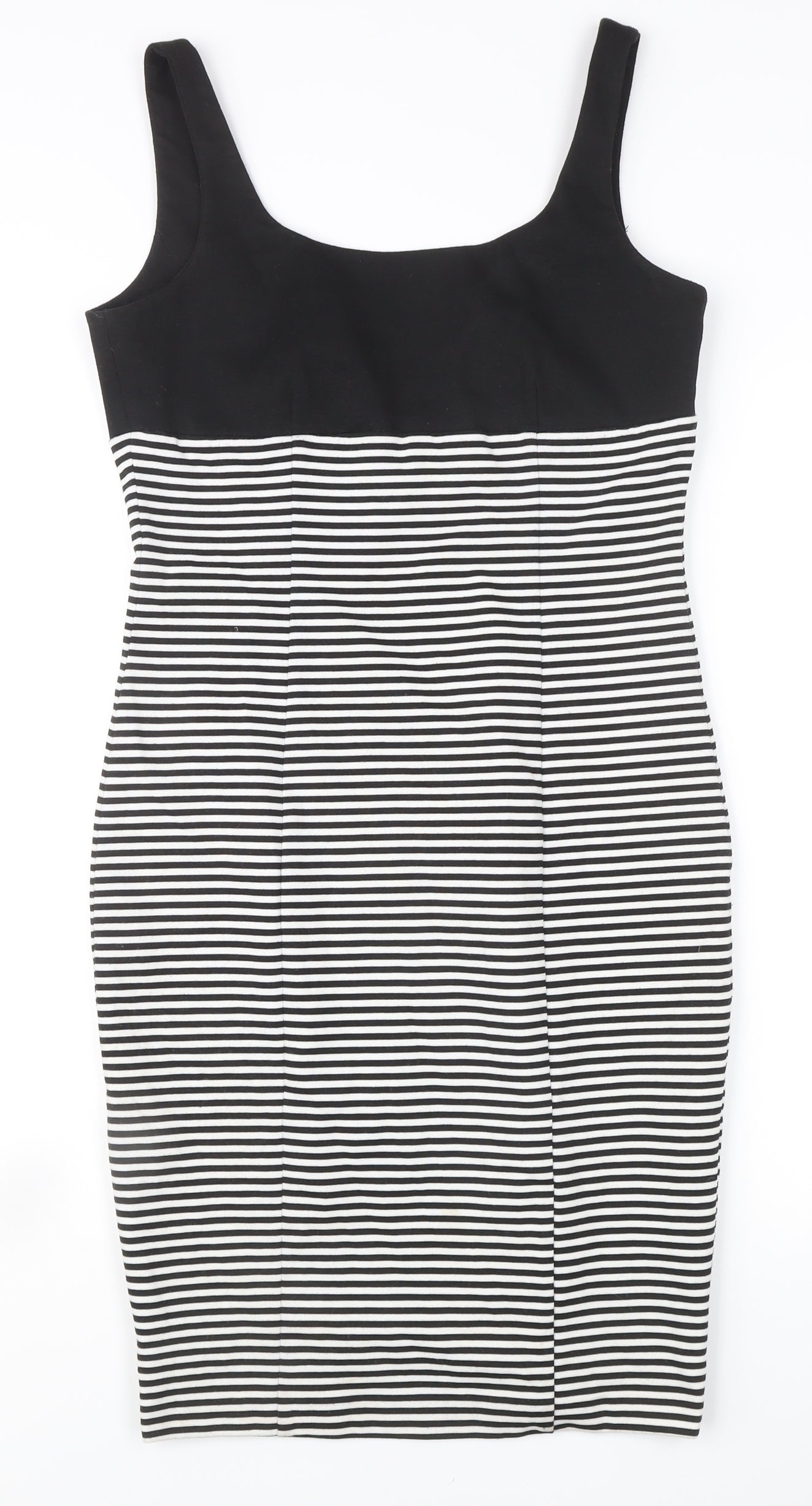 Zara Basic Women’s Black Striped Bodycon Knee Length Dress Size 12