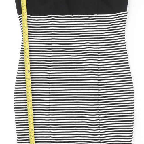 Zara Basic Women’s Black Striped Bodycon Knee Length Dress Size 12