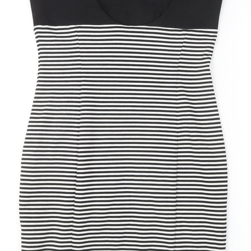 Zara Basic Women’s Black Striped Bodycon Knee Length Dress Size 12
