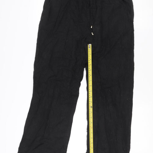 V by Very Women’s Black Linen Straight Leg Trousers Size 12 Short