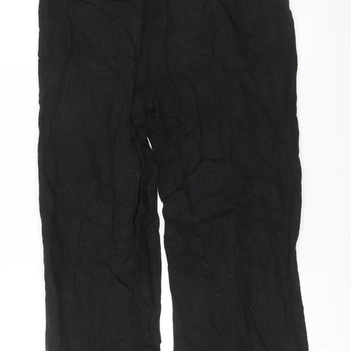 V by Very Women’s Black Linen Straight Leg Trousers Size 12 Short