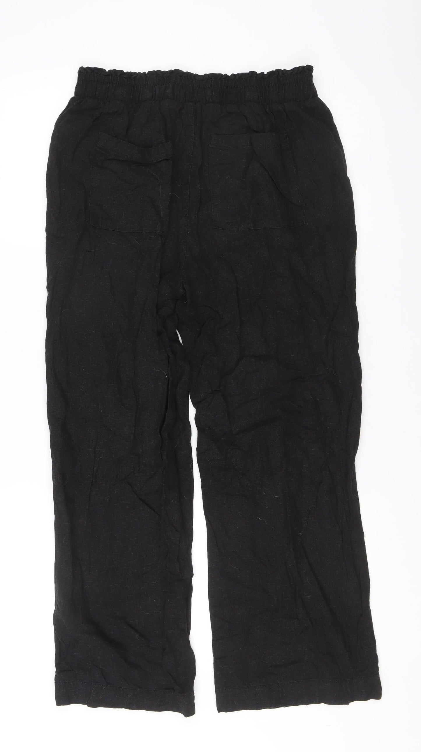 V by Very Women’s Black Linen Straight Leg Trousers Size 12 Short