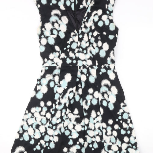 French Connection Women’s Black Animal Print Fit & Flare Dress UK 12