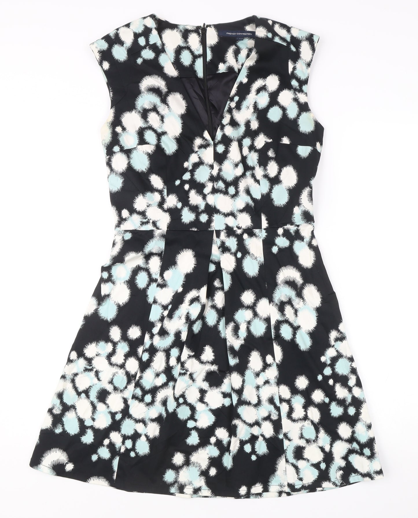 French Connection Women’s Black Animal Print Fit & Flare Dress UK 12