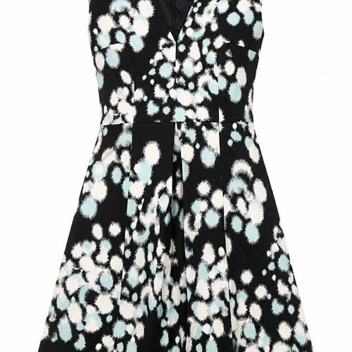 French Connection Women’s Black Animal Print Fit & Flare Dress UK 12