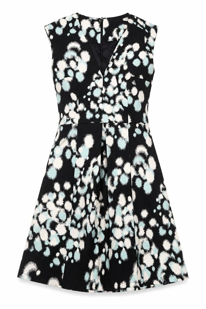 French Connection Women’s Black Animal Print Fit & Flare Dress UK 12