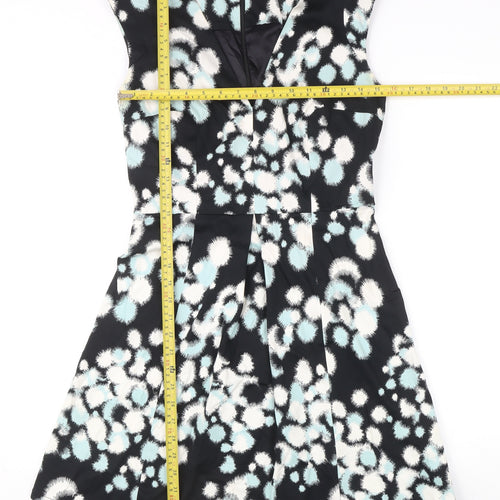 French Connection Women’s Black Animal Print Fit & Flare Dress UK 12