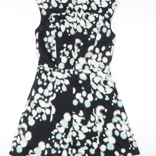 French Connection Women’s Black Animal Print Fit & Flare Dress UK 12