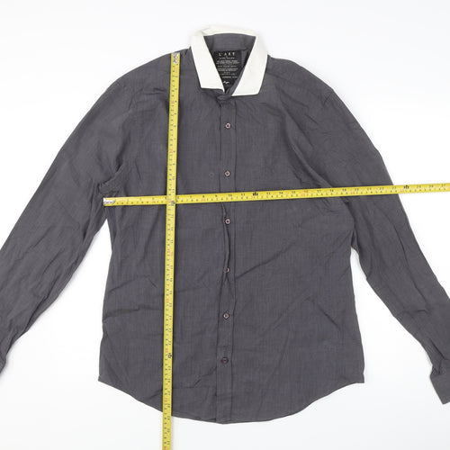 River Island Men's Grey L Long Sleeve Button-Up Shirt