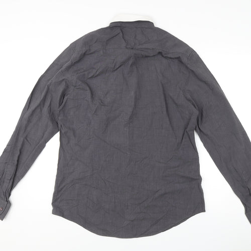 River Island Men's Grey L Long Sleeve Button-Up Shirt