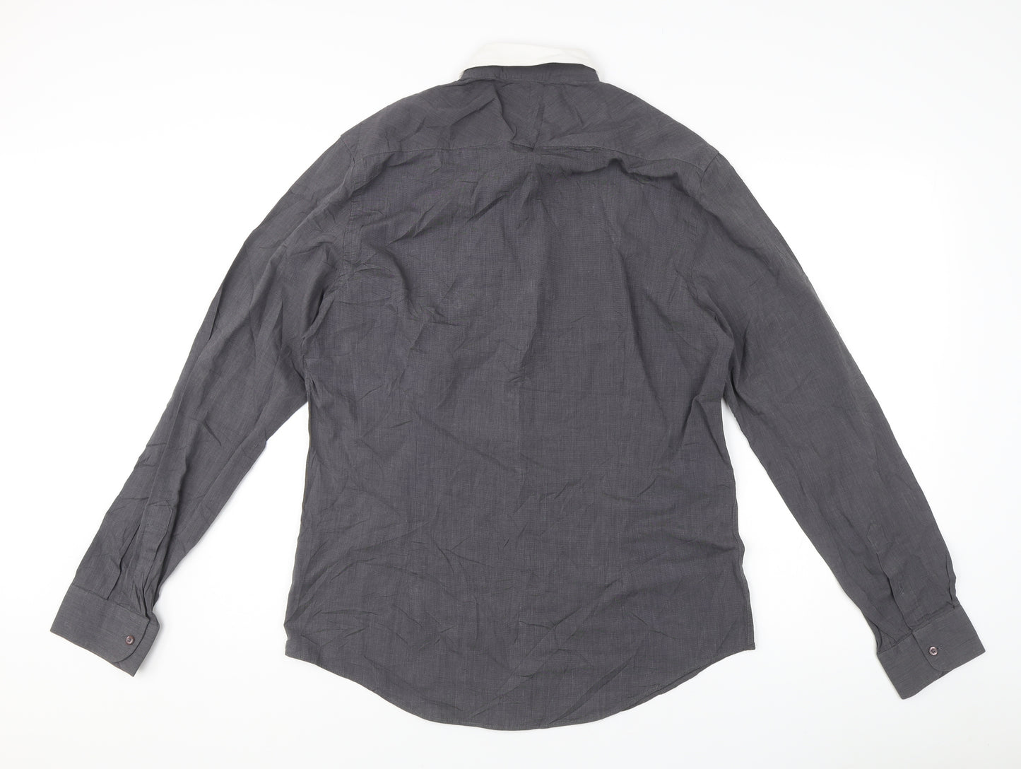 River Island Men's Grey L Long Sleeve Button-Up Shirt