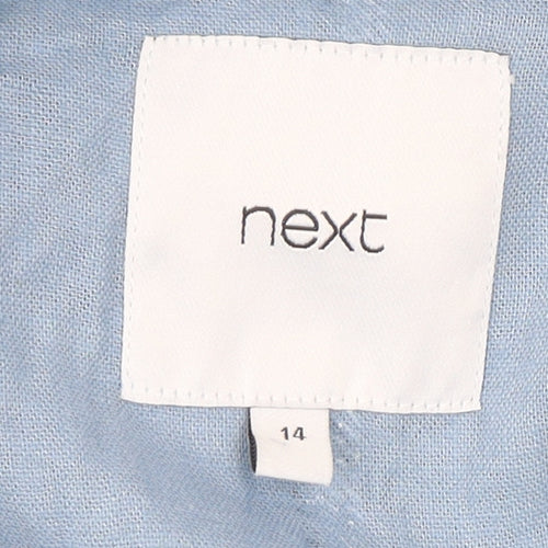 Next Women’s Blue Striped Linen Shirt Dress UK 14 Knee Length