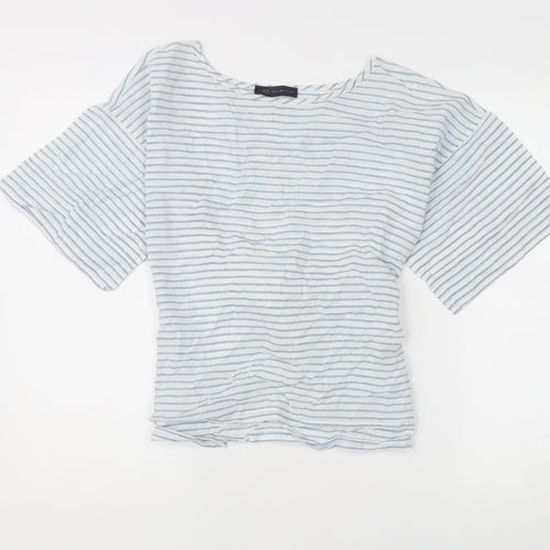 Marks and Spencer Women’s Blue Striped Linen Kimono Sleeve Blouse UK14
