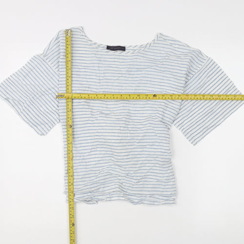 Marks and Spencer Women’s Blue Striped Linen Kimono Sleeve Blouse UK14