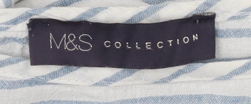 Marks and Spencer Women’s Blue Striped Linen Kimono Sleeve Blouse UK14