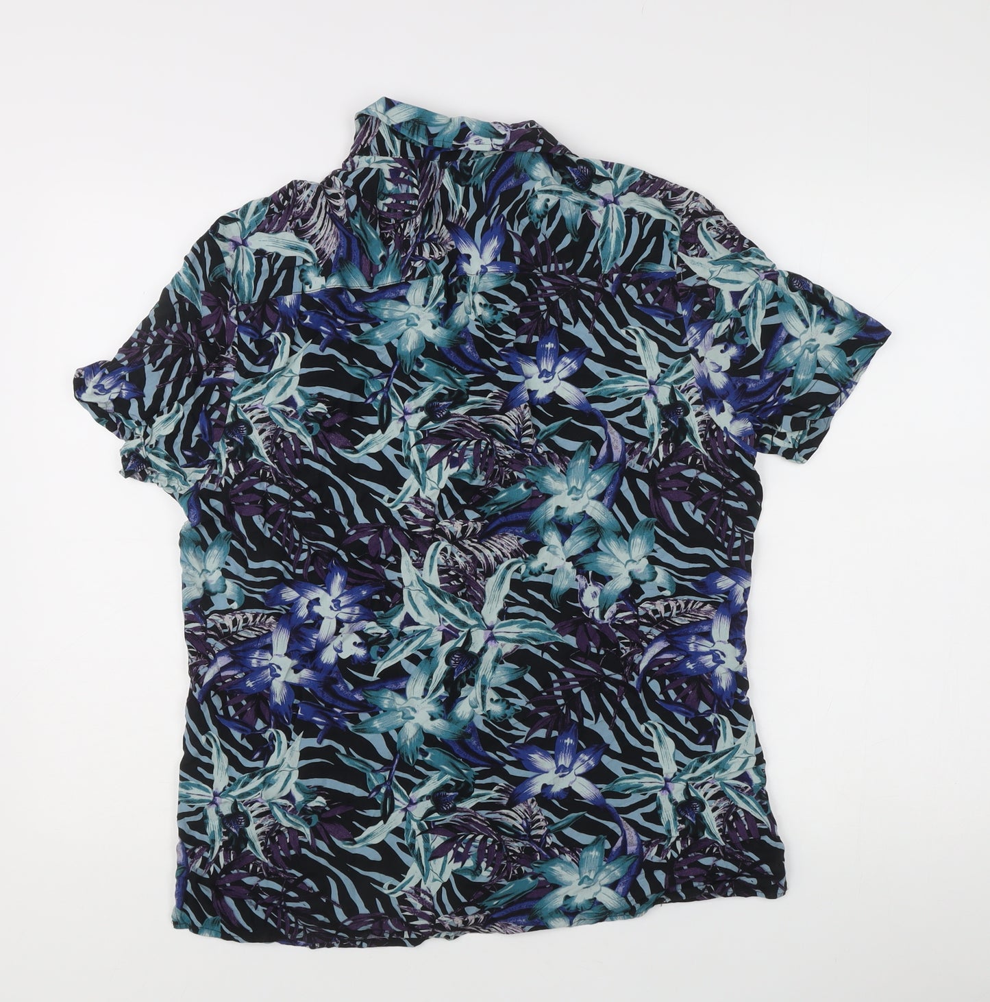Red Herring Men’s Multicoloured Tropical Floral Shirt M Short Sleeve