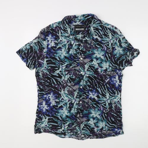 Red Herring Men’s Multicoloured Tropical Floral Shirt M Short Sleeve