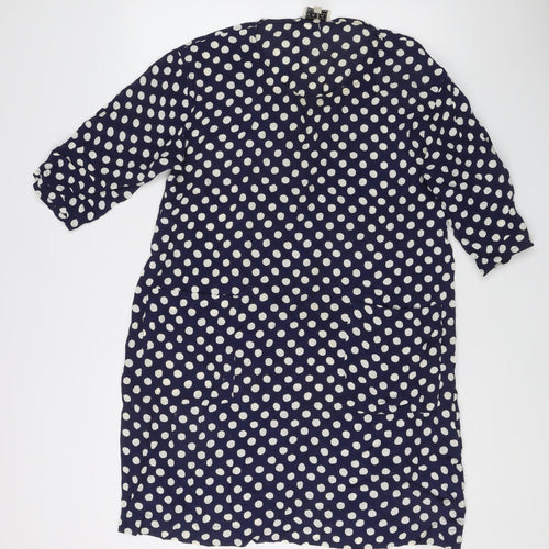 Masai Women's Blue Polka Dot Viscose Shift Dress XL Spring Summer