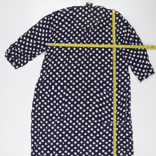 Masai Women's Blue Polka Dot Viscose Shift Dress XL Spring Summer