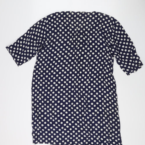 Masai Women's Blue Polka Dot Viscose Shift Dress XL Spring Summer