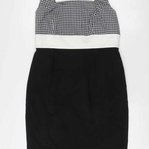 Marks and Spencer Women Black Check Knee Length Pencil Dress Size 14