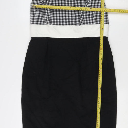 Marks and Spencer Women Black Check Knee Length Pencil Dress Size 14