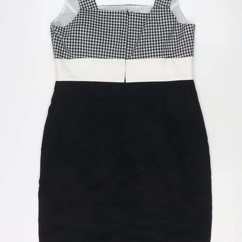 Marks and Spencer Women Black Check Knee Length Pencil Dress Size 14