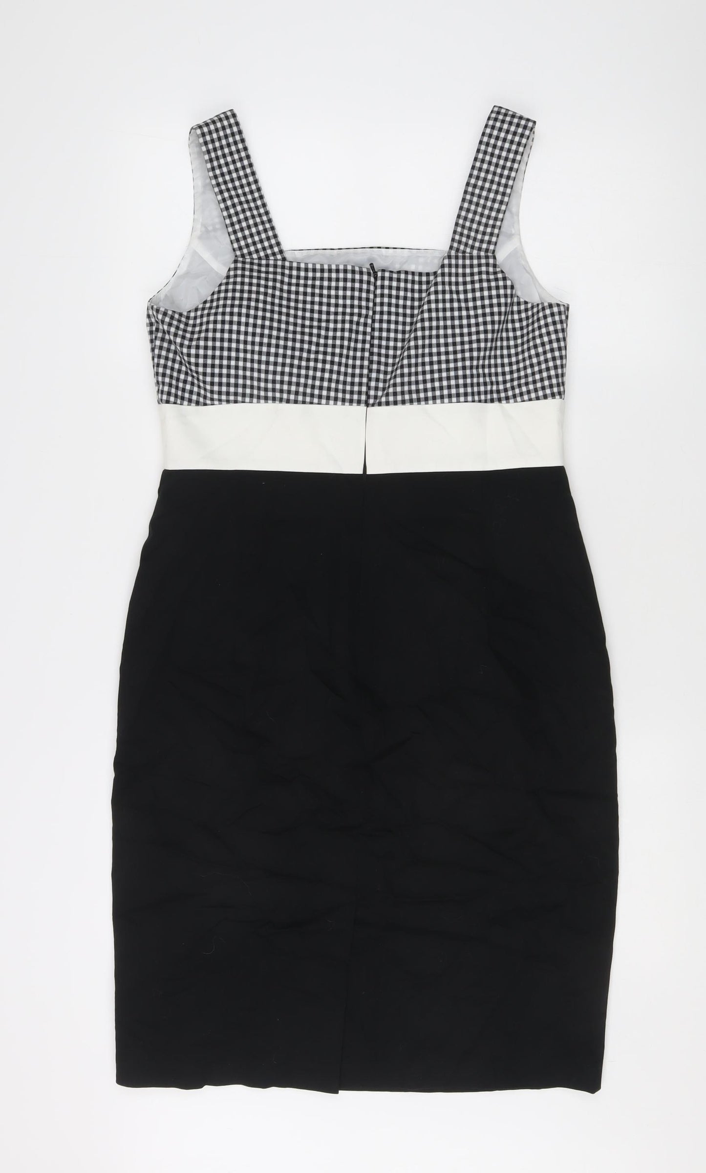 Marks and Spencer Women Black Check Knee Length Pencil Dress Size 14