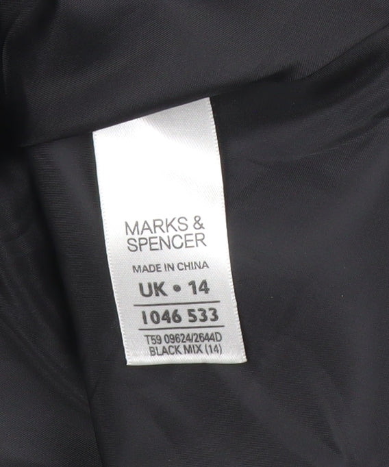 Marks and Spencer Women Black Check Knee Length Pencil Dress Size 14