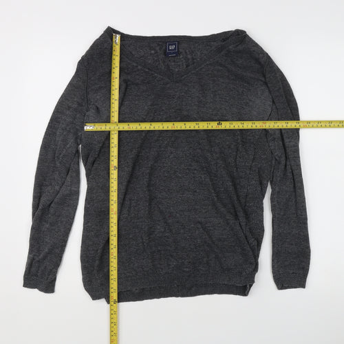GAP Women's Grey V-Neck Pullover Jumper Size L Regular Fit