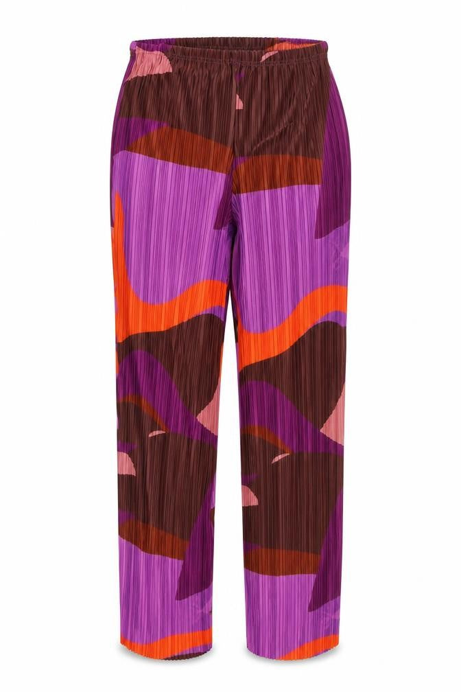 Front view of PRETTYLITTLETHING Women’s Multicoloured Geometric Trousers, size UK 12